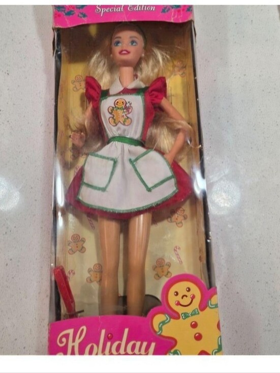 Other - Holiday Gingerbread Dress Doll - Blonde in White & Red Outfit